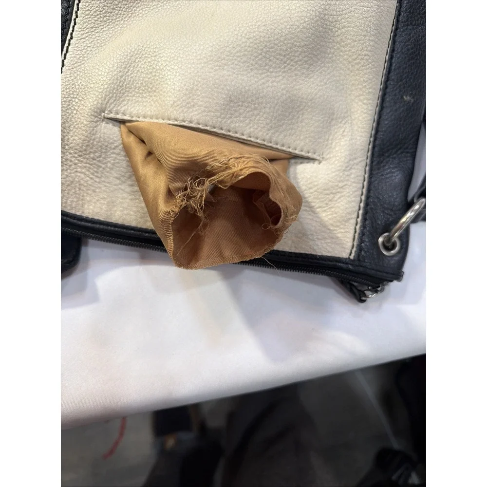 The Sak Leather Colorblock Crossbody Bag Tri-Tone Black Brown Cream Boho...‎